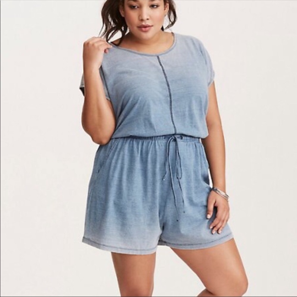 🔥TORRID Blue Ombré Cotton Jersey Romper 0X 1X